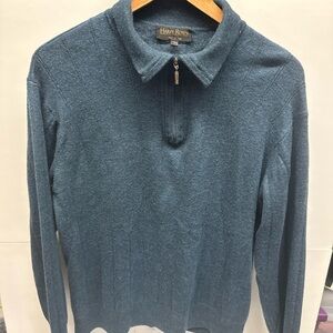 Harry Rosen Men's Teal Zip-Neck Sweater